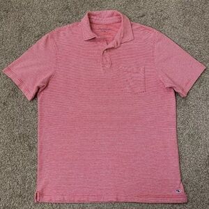Vineyard Vines Polo Shirt Mens Medium Red White Outdoor Preppy Rugby Pocket